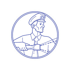 Security Guard Flashlight Circle Mono Line