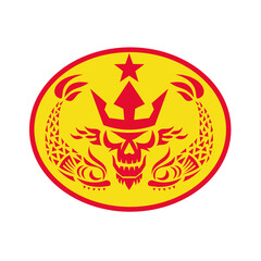 Neptune Skull Fish Star Oval Retro