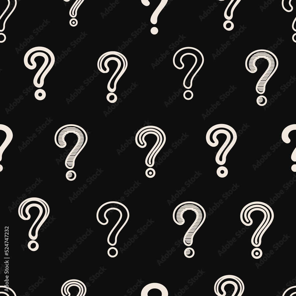 Aufkleber seamless pattern with question marks in black and white.