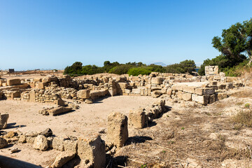 Panoramic Sights of The Sacred Area of Cappiddazzu ( Area Sacra di Cappiddazzu) in Province of Trapani, Marsala, Italy. - obrazy, fototapety, plakaty