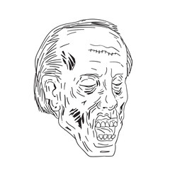 Zombie Head Eyes Closed Drawing