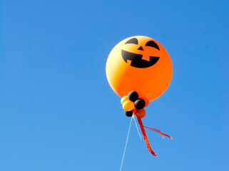 Pumpkin Balloon with Happy Halloween Ribbon