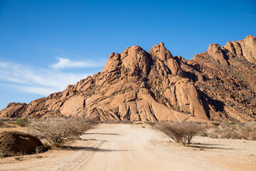 red rocks in the desert of namibia