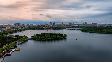 Obraz premium The scenery of Nanhu Park in Changchun, China in summer