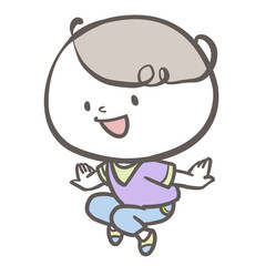 《元気ポーズのこどもシリーズ》笑顔でなにかを飛び越えるようにジャンプするこども３