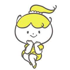 《元気ポーズのこどもシリーズ》嬉しそうにかわいい女の子ポーズをとるこども１