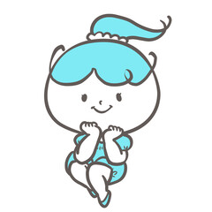 Obraz premium 《元気ポーズのこどもシリーズ》嬉しそうにかわいい女の子ポーズをとるこども２