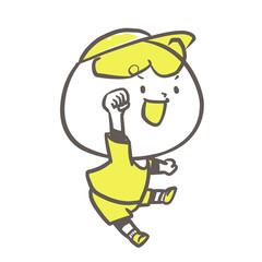 《元気ポーズのこどもシリーズ》ガッツポーズでジャンプするこども１