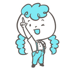 《元気ポーズのこどもシリーズ》高く指差しするこども２