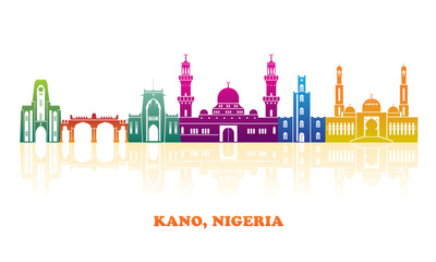 Colourfull Skyline panorama of city of Kano, Nigeria - vector illustration