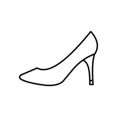 Shoe high heels vector icon outline black EPS 10. Womens shoes illustration... Flat outline sign.. Shop online concept. Females casual wardrobe symbol. Elegance classic..... Isolated on white
