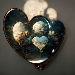 Broken Mirror Glass Hearts Abstract Background