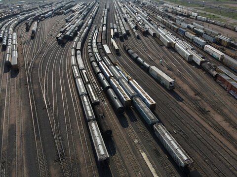 Aerial view of the rail yard
