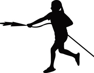 a girl watering, body silhouette vector