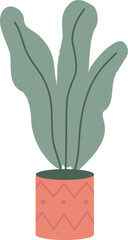 House plant in pot vase. Scandinavian cozy home decor. Flat vector cartoon illustration isolated on white