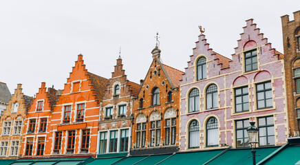 Fototapeta na wymiar Historic colored houses in the center of Bruges, Belgium