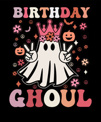 Birthday Ghoul Halloween Kids Birthday Party Outfit Halloween Girl T-shirt Design