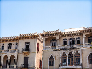 Fototapeta na wymiar Facade of historic building (Arabic Architecture, Tripoli - Lebanon)