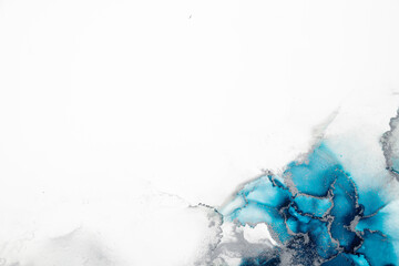 Marble ink abstract art from exquisite original painting for abstract background . Painting was painted on high quality paper texture to create smooth marble background pattern of ombre alcohol ink . © InfiniteFlow