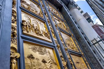 The gilded doors to the St. John Bapistry in Florence Italu