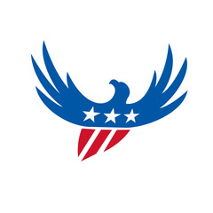 American Eagle Flying USA Flag Retro