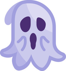 spooky white ghost flat icon illustration