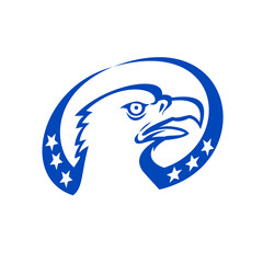 Bald Eagle Head Stars Look Up Retro