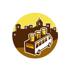 Beer Flight Glass On Van Buildings Circle Retro