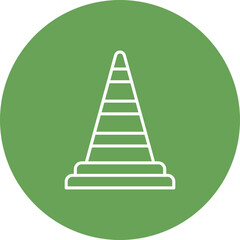 Traffic Cone Multicolor Circle Line Inverted Icon