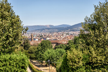 Fototapeta na wymiar The historic Boboli Gardens and Pitti Palace in Florence Italy