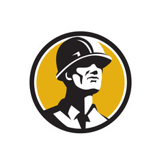 Builder Hardhat Looking Forward Circle Retro