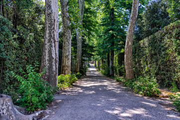 The historic Boboli Gardens and Pitti Palace in Florence Italy