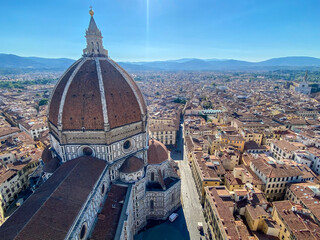 Fototapeta premium Aerial views of the skyline of Florence Italy seen from Giotto's Tower