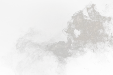 Poster Dense Fluffy Puffs of White Smoke and Fog on transparent png Background, Abstract Smoke Clouds, Movement Blurred out of focus. Smoking blows from machine dry ice fly fluttering in Air, effect texture © Jade