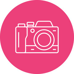 Photo Camera Multicolor Circle Line Inverted Icon