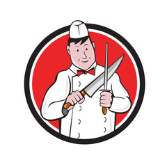 Butcher Sharpening Knife Circle Cartoon