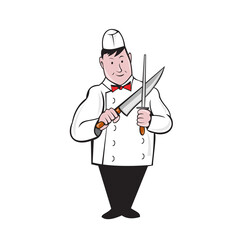 Butcher Sharpening Knife Cartoon