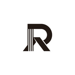 letter r roof house simple stripes logo vector