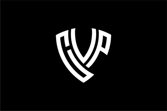 CVP creative letter shield logo design vector icon illustration