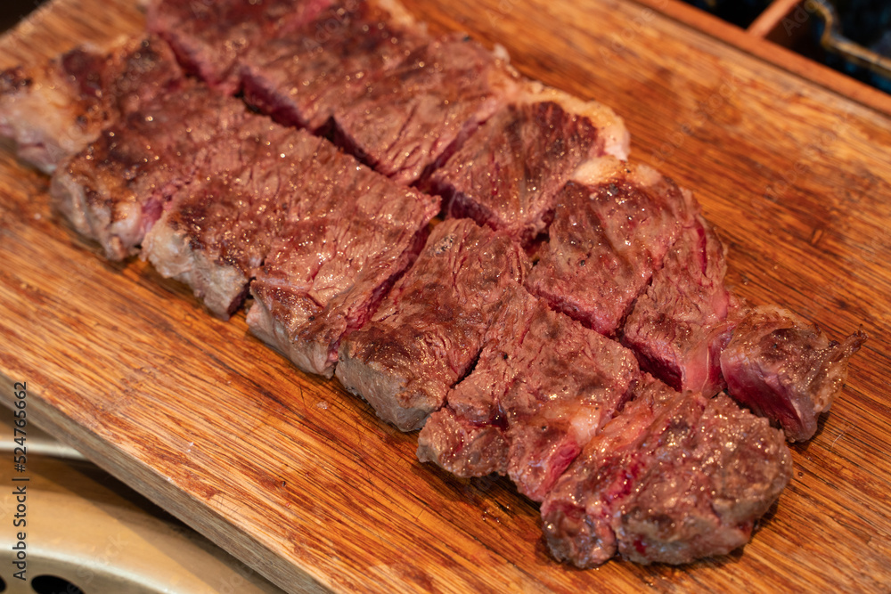 Wall mural grilled steak on the grill