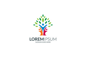 family tree logo template in multiple color