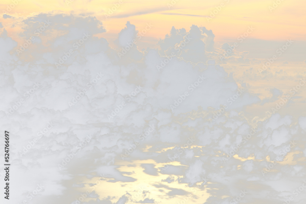 Wall mural cloud in sky atmosphere from airplane, out of windows is cloudscape cumulus heaven and sky under sun