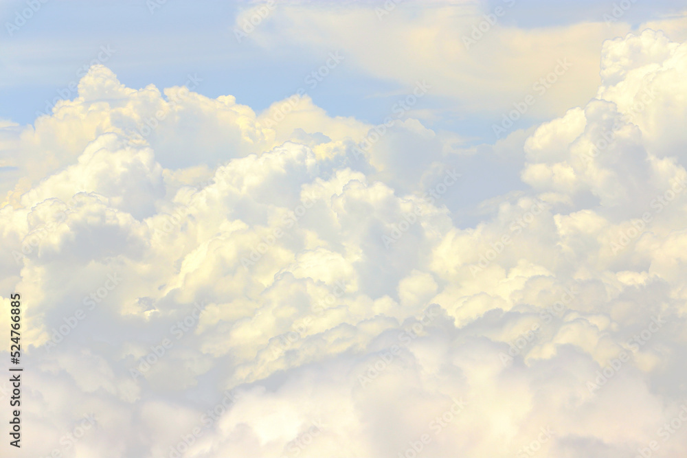 Wall mural cloud in sky atmosphere from airplane, out of windows is cloudscape cumulus heaven and sky under sun