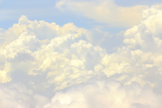 Cloud in sky atmosphere from airplane, out of windows is cloudscape cumulus heaven and sky under Sun. View from above cloud is beautiful with abstract background climate weather at high level