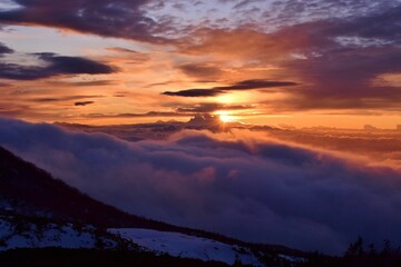 Sunset scenery in Tateyama alpine, Japan