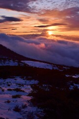 Sunset scenery in Tateyama alpine, Japan