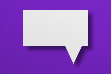 white paper with speech bubbles isolated on purple background