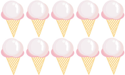 
Pink ice cream cone, sweet, crispy, delicious.