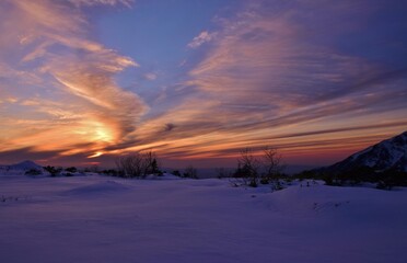 Sunset scenery in Tateyama alpine, Japan