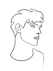 One line art of a man is drawn in one line art style. Printable art.